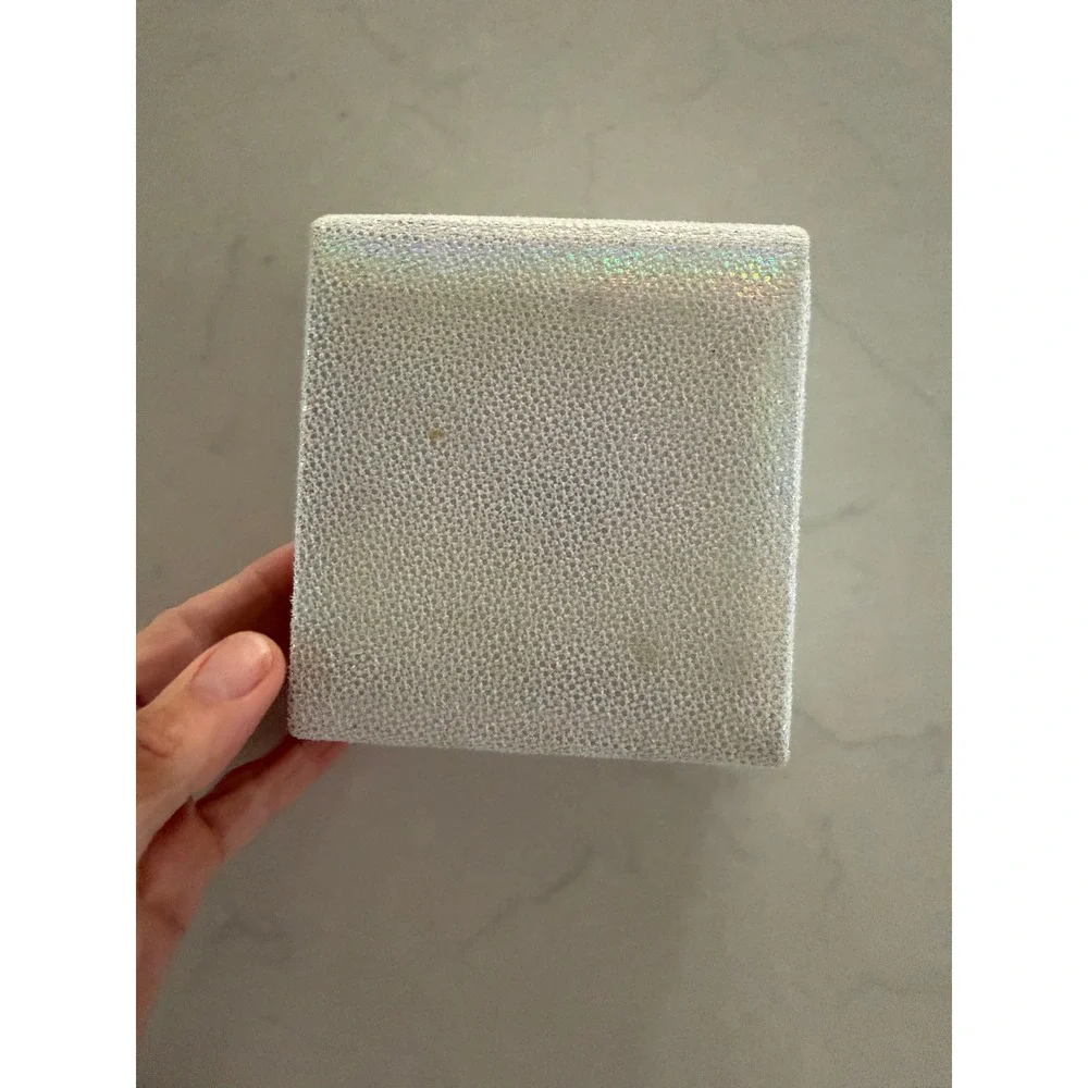 Nordstrom Silver Holographic Travel Jewelry‎ Organizer Box Grey Velvet Interior
